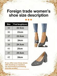 LangMoon 2026 New Arrival Black Glitter Thick Heel High Heels - Comfortable Versatile Sexy Design, Shiny Sequin Lights Ins Style European & American Sexy , Suitable For Parties, Gatherings, Nights Out And Casual Chic Outfits, Premium Soft Insole Non-Cramping, Women's High Heels, Suitable For Wedding Season And Various Holidays - Black - View 3