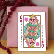 1pc Queen Of Hearts Birthday Card – Funny & Stylish Greeting For Best Friend, Girlfriend, Sister, Mom, Daughter, Playing Card Design With Crown & Champagne Glasses, Perfect Special Gift, Birthday Gift - Sets - View 5
