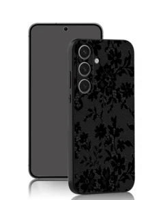 Classic Personalized Lace Flower Phone Case Protective Cover, Black TPU Soft Shell, Scratch-Resistant And Drop-Proof, Compatible With Huawei Honor, Galaxy A/S Series, 6A/7A/8A, 12T/13T/14T,International Version, Not The Domestic Version - Black - View 2