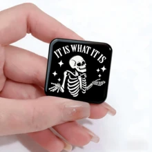 Funny Skeleton Badge Set - Gothic Skull Pins For Backpacks, Jeans & Home Decor - Edgy Meme Accessories - Skull - View 5
