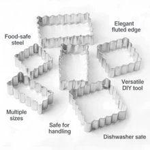 Nuevo juego de cortadores de galletas, moldes de hornear de acero inoxidable para fiestas, adecuados para galletas y postres DIY, herramientas de cocina para el hogar y comercial, pueden cortar caramelos blandos, queso, frutas - Plateado - Ver 5