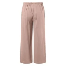 [Linen Wide-Leg Pants] Breathable And Moisture-Wicking Wide-Leg Trousers - Elegant And Comfortable Sold Color Loose Linen Pants For Women Summer Flowy High Waisted Beach Palazzo Trousers  - 杏色 - 查看 5