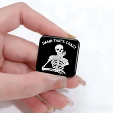 Funny Skeleton Badge Set - Gothic Skull Pins For Backpacks, Jeans & Home Decor - Edgy Meme Accessories - Skull - View 3