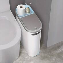 Multifunctional Large Capacity Trash Can With Lid - Stylish Push-Open Design, Suitable For Bathroom, Kitchen And Bedroom, Bathroom Trash Can - 1-white - View 2