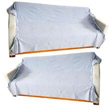Set Of 2 Extra Large King Size Sofa Throws, Size 3 Meters X 1.80 Meters, Decorative For A Luxurious Home, 100% Cotton Reinforced Protective Cover - 灰霧 - 查看 1