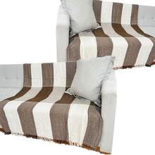 Set Of 2 Extra Large King Size Sofa Throws, Size 3 Meters X 1.80 Meters, Decorative For A Luxurious Home, 100% Cotton Reinforced Protective Cover - 白巧克力 - 查看 1