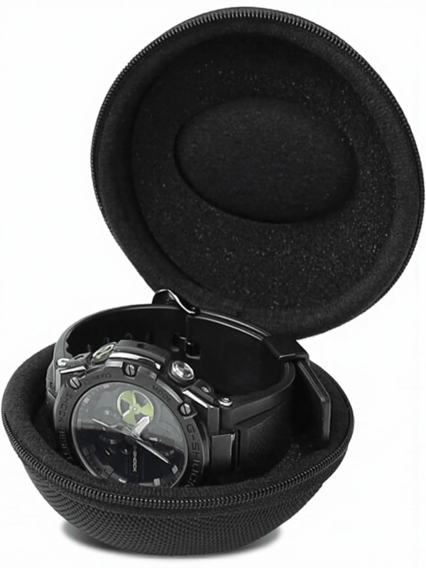 1 علبة ساعة سوداء ، صندوق تخزين الساعات ، منظم ساعات محمول للسفر ، قذيفة صلبة من مادة EVA مقاومة للصدمات ، محفظة مزودة بسحاب ذات شكل دائري مع بطانة داخلية ناعمة ، حامل ساعة معصم واقي ، فتحة واحدة ، حافظة عرض مقاومة للكسر ، أساسي أنيق ، هدية عيد ميلاد مثالية للرجال والآباء والأزواج والأصدقاء الذكور ، مناسب للرحلات العمل والعطلات والنادي والمنزل