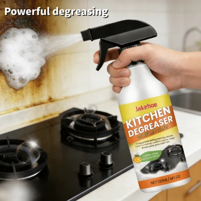 jakehoe 120毫升强力厨房除油喷雾，快速起效的泡沫清洁剂，适用于炉灶、烤箱和油脂，去除顽固油渍和烧焦污垢，3分钟内即可深度清洁炊具和锅具，男女皆宜的礼物，适合圣诞节、情人节、新年、生日、婚礼和派对，适用于厨房、浴室、家居、房间，快速发货，免运费