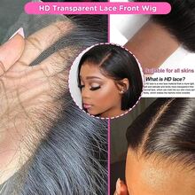 34 Inch 200% Density 15A Straight Blended Human Hair Wigs For Women 13x4 HD Lace Front Wigs Human Hair Staight Lace Frontal Wigs Human Hair Pre Plucked Straight Frontal Lace Wig - Natural & Black - View 8