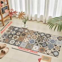 1 pieza Alfombra de entrada retro de silicona con estampado, felpudo de bienvenida con cuadros de colores, alfombra antideslizante y absorbente para cocina, estilo granja, entrada, interiores, habitación, cocina, comedor, pequeña oficina/oficina en casa, fregadero, lavandería - FUCFD160 - Ver 14