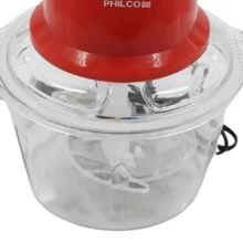 Procesador Picador De Alimentos electrico Philco  capacidad de 1.8 litros, potencia de  250w, tritura carne, verdura, hielo sin esfuerzo, 4 cuchillas de acero inoxidable, color rojo - Tipo de Enchufe A USA (110-127V) - Ver 5