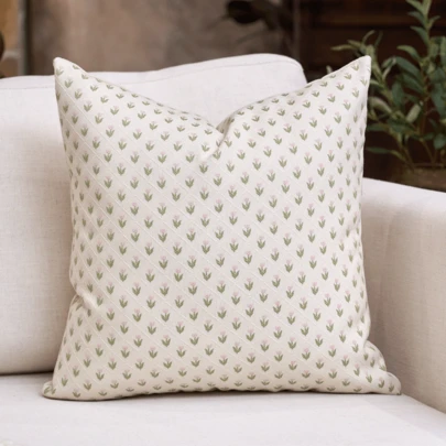 1pc Coarse Linen Floral Decorative Throw Pillow Cover, Luxurious Soft Cushion Case Suitable For Sofa, Living Room, Bedroom, Farmhouse, All Seasons, Can Be Used As Gift