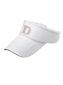 1pc Plain Solid Color Sun Hat With 26 A-Z Letters, Unisex Open-Top Sun Visor Baseball Cap For Summer, Running, Gym, Beach,Outdoor Sun Protection And Sports - White - View 11