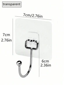 10 Pack Heavy Duty Adhesive Wall Hooks, Waterproof Rustproof Stainless Steel Sticky Hooks, No Drill Strong Hanging Hooks For Bathroom Kitchen Home Organization - Multicolor - View 2