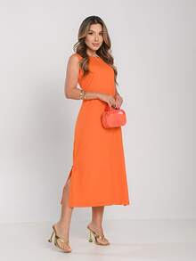 Casual Conservative / Modest Mesh Side Opening Cutout / Cutout Beach Holiday Vacation Daily Elegant And Casual Travel Street Home Tea Party Summer Loose - 橘色 - 查看 5
