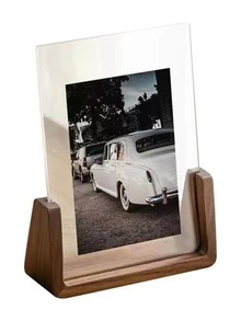 6"/7" Rustic Solid Wood Picture Frame, Walnut Wood Base, High-Definition Acrylic Glass Panel - For Tabletop Or Countertop Display - Multicolor - View 2