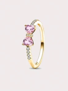 1pc 925 Sterling Silver Smooth V-Shaped Ring, Suitable For Women, Elegant Crystal Earrings, Exquisite Jewelry - Gold - View 62