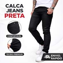 Men's Skinny Slim Straight Leg Jeans With Lycra > We Ship The Same Day - 黑色 - 查看 9