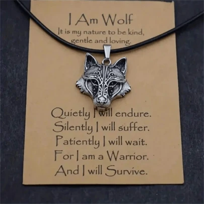 1 Peça Colar Pingente de Cabeça de Lobo Retrô Viking, Acessório de Joalheria Personalizado e na Moda, Presente para Mulheres