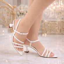 Women's Sandal With Leaf Toe, Cup Heel, Thin Straps, Elegant And Casual - trắng - Xem 1