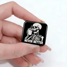 Funny Skeleton Badge Set - Gothic Skull Pins For Backpacks, Jeans & Home Decor - Edgy Meme Accessories - Skull - View 7