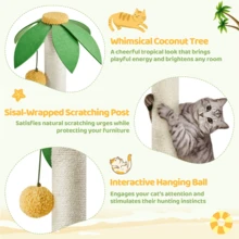 Butterslay 1PC 37inch Cat Tree Cat Tower With Natural Sisal - Green - View 4