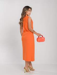 Casual Conservative / Modest Mesh Side Opening Cutout / Cutout Beach Holiday Vacation Daily Elegant And Casual Travel Street Home Tea Party Summer Loose - 橘色 - 查看 3