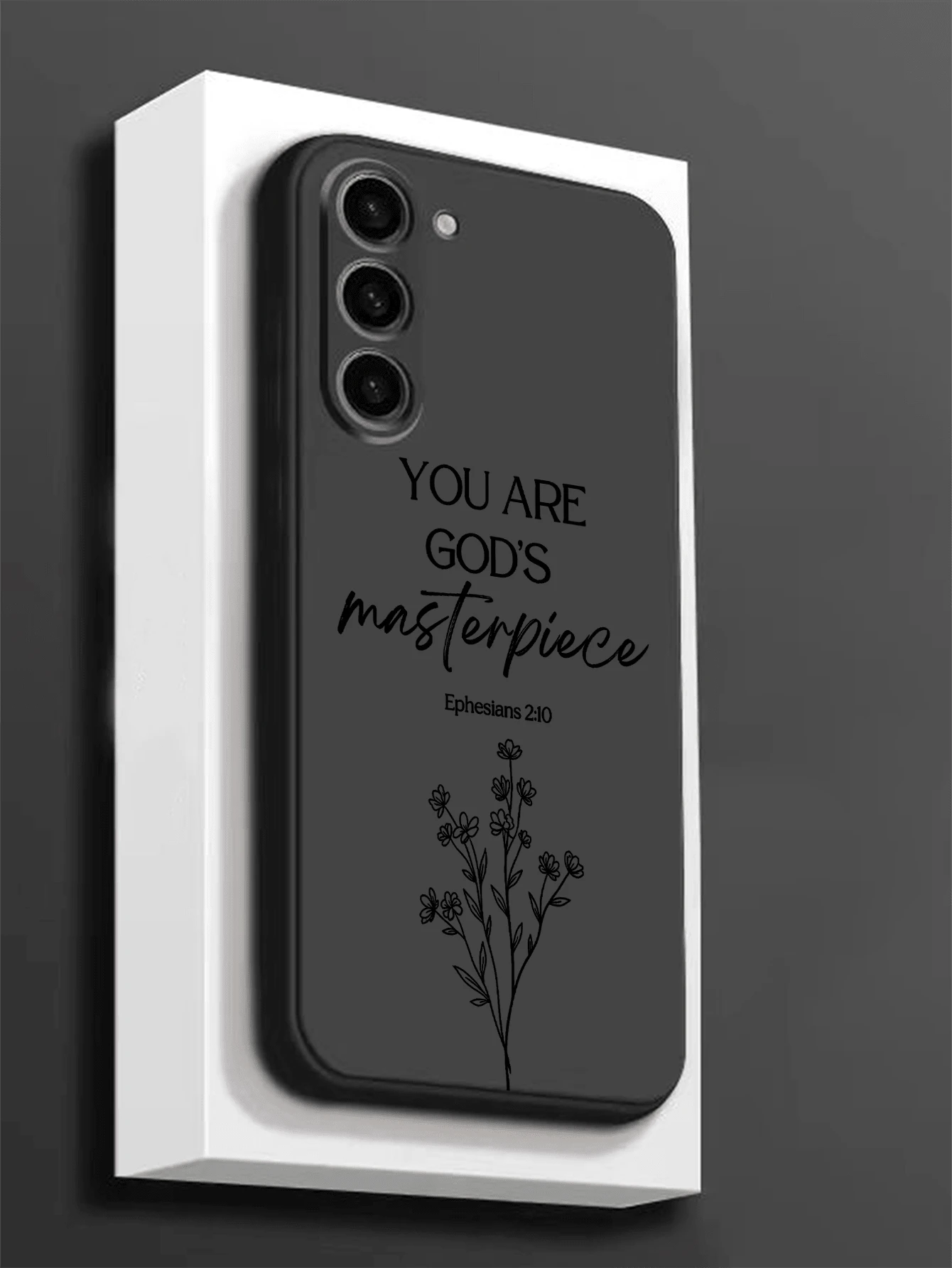 Funda de teléfono suave de TPU con eslogan de flor de línea personalizada, resistente a arañazos y a prueba de golpes con protección de cobertura completa compatible con Huawei Honor, Galaxy, Series, versión internacional, no la versión nacional - Negro - Ver 1