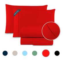 Jogo de Lençol King 600 Fios Cama Box 4 Peças Com Elástico Alice Algodão Egípcio Luxuoso Ponto Palito - Vermelho - Visão 1