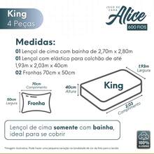 Jogo de Lençol King 600 Fios Cama Box 4 Peças Com Elástico Alice Algodão Egípcio Luxuoso Ponto Palito - Vermelho - Visão 5