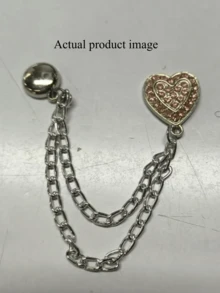 1 pieza Cadena con forma de corazón de cristal. Diseño de dobladillo magnético para evitar el arrastre. Gemelos adorables. Función ajustable de acortamiento. Lindo material de aleación de zinc - Rosa - Ver 7