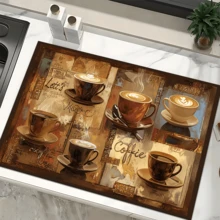 1 tấm thảm nhỏ giọt in hình cốc cà phê, tấm lót thấm hút mới cho quầy bếp, tấm lót thấm hút đồ ăn - tấm lót thấm hút bát đĩa, tấm lót mềm chống trượt nhanh khô bằng Diatomite, thích hợp cho quầy bếp, máy pha cà phê espresso và nhiều loại khác - Nhiều màu - Xem 8
