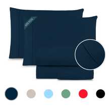 Double Bed Sheet Set 600 Thread Count Egyptian Cotton 4-Piece Fitted Sheet Set With Elastic And Premium Hemstitch - 藏蓝色 - 查看 1