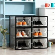 6/12 Thick Transparent Shoe Boxes With Lids, Foldable And Stackable Shoe Racks, Plastic Sports Shoe Containers, Space Saving Storage Organizer, Used For Foyer, Bedroom, Home, Dormitor - Black 6pc - View 7