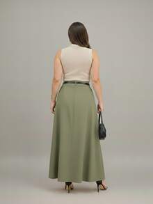 Long Tailored Skirt Evangelical Fashion With Pocket And Zipper - 薄荷綠 - 查看 2