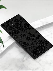 Classic Personalized Lace Flower Phone Case Protective Cover, Black TPU Soft Shell, Scratch-Resistant And Drop-Proof, Compatible With Huawei Honor, Galaxy A/S Series, 6A/7A/8A, 12T/13T/14T,International Version, Not The Domestic Version - Black - View 4