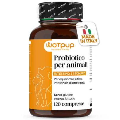 LA.GA PROBIOTICI PER CANI di Alta Qualità Made in Italy. Fermenti Lattici Cane e Gatto, 120 Compresse - 4 MESI di Fornitura. Supporto alla Digestione, Contrasta Prurito e Allergie. Integratore Diarrea Gatto