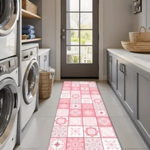 1 件家居装饰，粉色花卉瓷砖印花波西米亚风格硅藻土厨房地毯，吸水、防滑、防污厨房垫 - 非常适合农舍、入口、室内、房间装饰、厨房、餐厅、小型办公室/家庭办公室、水槽、洗衣房 - XYCFD173 - 查看 11