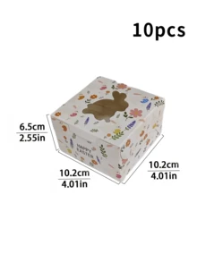 5 pièces/10 pièces Nouvelles boîtes à gâteau de Pâques, boîtes à gâteau de Pâques printanières créatives avec imprimé floral et œuf, avec fenêtre, boîtes d'emballage portables étanches pour pâtisseries, bonbons et boulangeries pour les fêtes - Voir 20