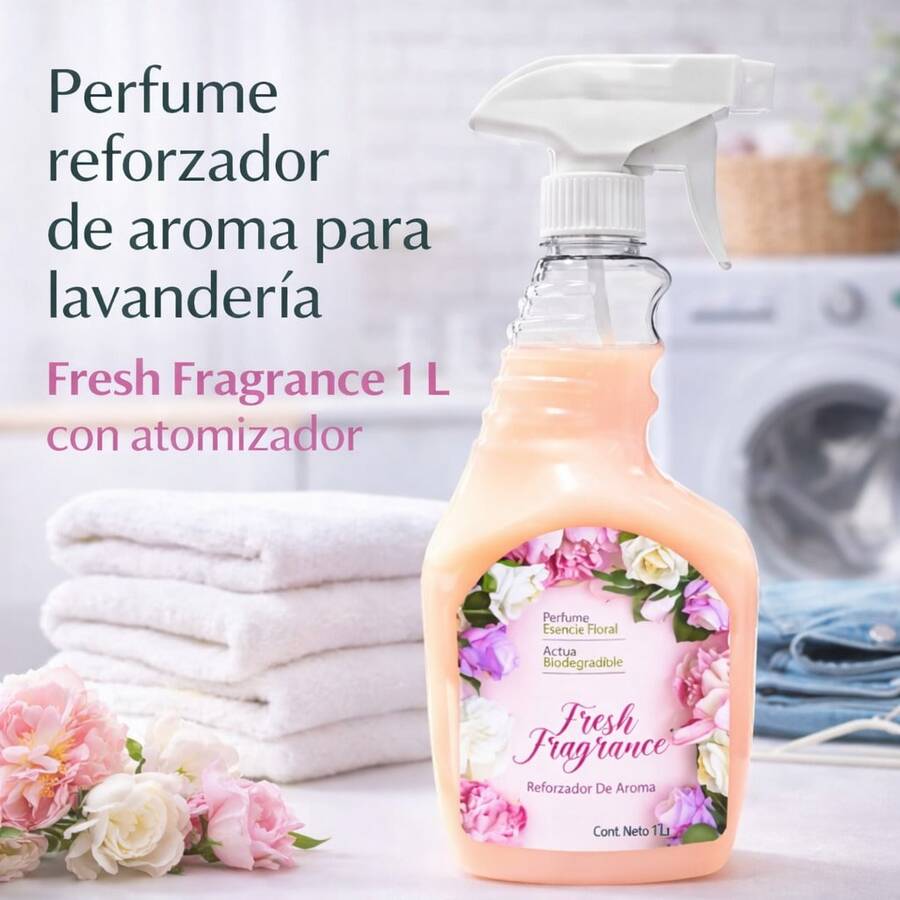 Perfume Reforzador De Aroma Para Lavandería Fresh Fragance 1 Litro Con Atomizador Fragancia Floral Para Ropa Y Textiles Ideal Para Rociar Prendas Sábanas Toallas Cortinas Y Tapicería Producto Para Aromatizar Ropa Después Del Lavado O Entre Usos Adecuado Para Uso En Hogar Lavanderías Tintorerías Hoteles Restaurantes Y Negocios De Servicio Presentación En Botella Con Atomizador Para Aplicación Práctica Y Controlada Aroma Fresco Y Duradero Para Uso Diario En Prendas De Uso Frecuente Uniformes Ropa De Trabajo Y Textiles Del Hogar Ideal Para Refrescar Ropa En Closet Cajones Maletas Y Espacios Cerrados Uso Doméstico Y Profesional Ligero - A - Ver 1
