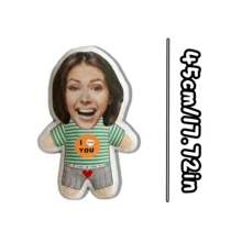 定制个性化人脸抱枕 - 可定制照片的人脸抱枕,适合作为情侣、男友、女友的趣味礼物,也可作为生日、周年纪念日、圣帕特里克节、妇女节礼物,用于客厅装饰或床上用品。 - 彩色 - 查看 11