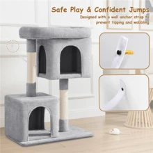Butterslay 1PC Modern Cat Tree Tower For Small Medium Cats With Cozy Condos, Perch & Sisal Posts For Scratching & Play, Anti-Toppling Indoor Cat Furniture - Xám nhạt - Xem 3