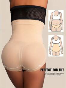 High Waist Tummy Control Shapewear - Seamless Slimming Body Shaper Panties - Màu be - Xem 2