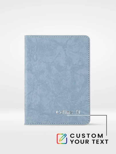 1pc Personalized Name Passport Cover With Fashionable Textured Paper Customized Gold Single Initial Badge Style Passport Holder Faux Leather Document Card Wallet Travel Accessory Holiday Essential Beach Essentials