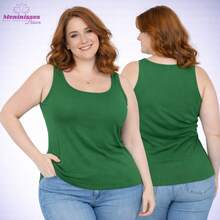 Regata Nadador Plus Size Feminina Básica - Verde Limão - Visão 1