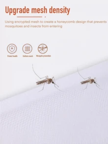 1pc Invisible Mosquito Net Screen! High Density Mesh, Breathable, Easy Installation And Removal, Suitable For Living Room, Bedroom, Office! - White - View 5