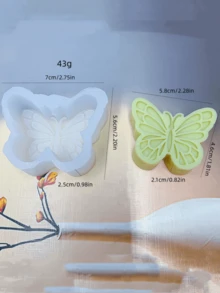 1个新款3号蝴蝶硅胶模具，小型蝴蝶DIY香氛石石膏扩香器硅胶模具 - A-白色 - 查看 2