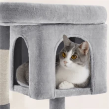 Butterslay 1PC Modern Cat Tree Tower For Small Medium Cats With Cozy Condos, Perch & Sisal Posts For Scratching & Play, Anti-Toppling Indoor Cat Furniture - Xám nhạt - Xem 6