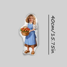 Personalized Face Cushion, Purple Dress, Customized Body Pillow, Unique And Interesting. Suitable For Father's Day, Mother's Day, Halloween, Christmas, Christmas Eve, Valentine's Day, Birthday, Personalized Day, Veteran's Day, Thanksgiving, Easter, April Fool's Day, Carnival, Ramadan, Eid Al-Fitr, Eid Al-Adha, National Day, Etc. - Blue Stripes - View 18