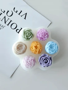 New 7-Hole Rose & Peony Flower Silicone Mold, DIY Handmade Holiday Gift Plaster Candle Silicone Mold - A-White - View 5